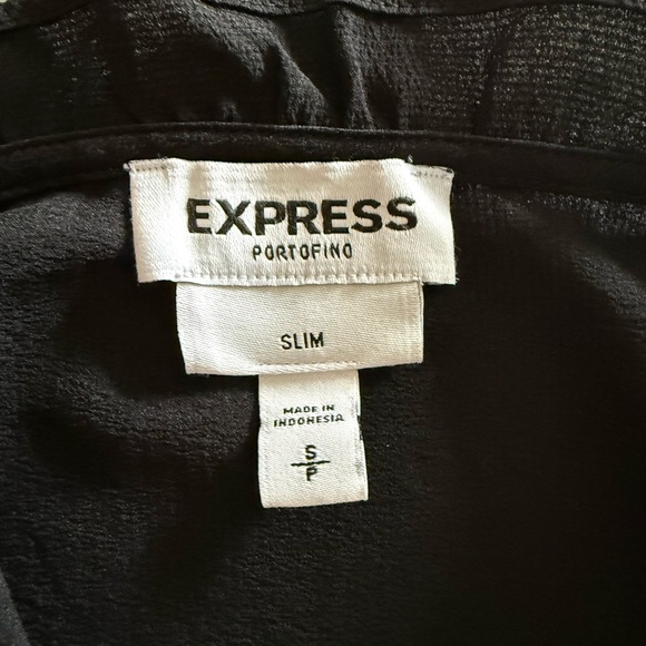 Express Black Ruffle V-Neck Button-Front Blouse - Picture 5 of 5